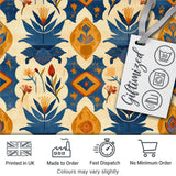 Vintage Folk Art Floral Motif Scandinavian Style Seamless Pattern Digital Print Fabric by the Metre UK Sewing Quilting Textile