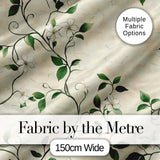 Delicate White Floral Vine on Textured Beige Elegant Seamless Pattern Digital Print Fabric by the Metre UK Sewing Quilting Textile