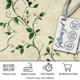 Delicate White Floral Vine on Textured Beige Elegant Seamless Pattern Digital Print Fabric by the Metre UK Sewing Quilting Textile