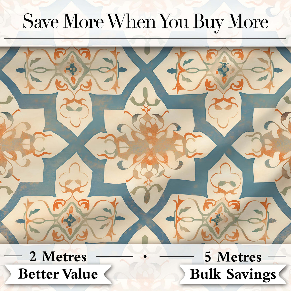Soft Pastel Ornamental Tile Vintage Style Seamless Pattern Digital Print Fabric by the Metre UK Sewing Quilting Textile