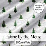 Mini Christmas Tree Winter Holiday Snowy Seamless Pattern Digital Print Fabric by the Metre UK Sewing Quilting Textile