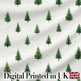 Mini Christmas Tree Winter Holiday Snowy Seamless Pattern Digital Print Fabric by the Metre UK Sewing Quilting Textile