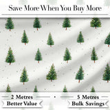 Mini Christmas Tree Winter Holiday Snowy Seamless Pattern Digital Print Fabric by the Metre UK Sewing Quilting Textile