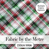 Watercolor Red Green Christmas Tartan Plaid Festive Seamless Pattern Digital Print Fabric by the Metre UK Sewing Quilting Textile