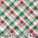 Watercolor Red Green Christmas Tartan Plaid Festive Seamless Pattern Digital Print Fabric by the Metre UK Sewing Quilting Textile