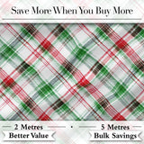 Watercolor Red Green Christmas Tartan Plaid Festive Seamless Pattern Digital Print Fabric by the Metre UK Sewing Quilting Textile