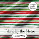 Watercolor Red Green Horizontal Stripe Christmas Seamless Pattern Digital Print Fabric by the Metre UK Sewing Quilting Textile