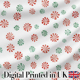 Watercolor Peppermint Candy Red Green Holiday Seamless Pattern Digital Print Fabric by the Metre UK Sewing Quilting Textile