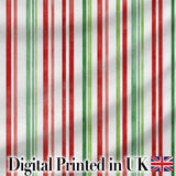Watercolor Vertical Red Green Stripe Christmas Seamless Pattern Digital Print Fabric by the Metre UK Sewing Quilting Textile