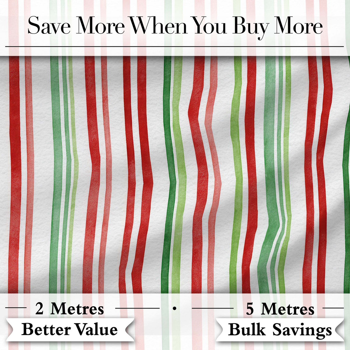 Watercolor Vertical Red Green Stripe Christmas Seamless Pattern Digital Print Fabric by the Metre UK Sewing Quilting Textile