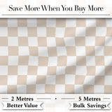 Soft Beige Square Checkerboard Seamless Pattern Digital Print Fabric by the Metre UK Sewing Quilting Textile
