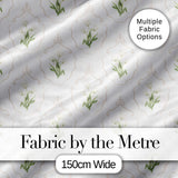 Elegant Tulip Floral Frame Neutral Seamless Pattern Digital Print Fabric by the Metre UK Sewing Quilting Textile