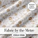 Vintage Beige Floral Botanical Elegant Seamless Pattern Digital Print Fabric by the Metre UK Sewing Quilting Textile