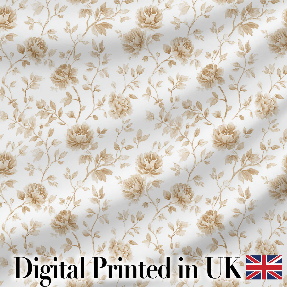 Vintage Beige Floral Botanical Elegant Seamless Pattern Digital Print Fabric by the Metre UK Sewing Quilting Textile