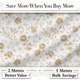 Vintage Beige Floral Botanical Elegant Seamless Pattern Digital Print Fabric by the Metre UK Sewing Quilting Textile