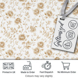 Vintage Beige Floral Botanical Elegant Seamless Pattern Digital Print Fabric by the Metre UK Sewing Quilting Textile