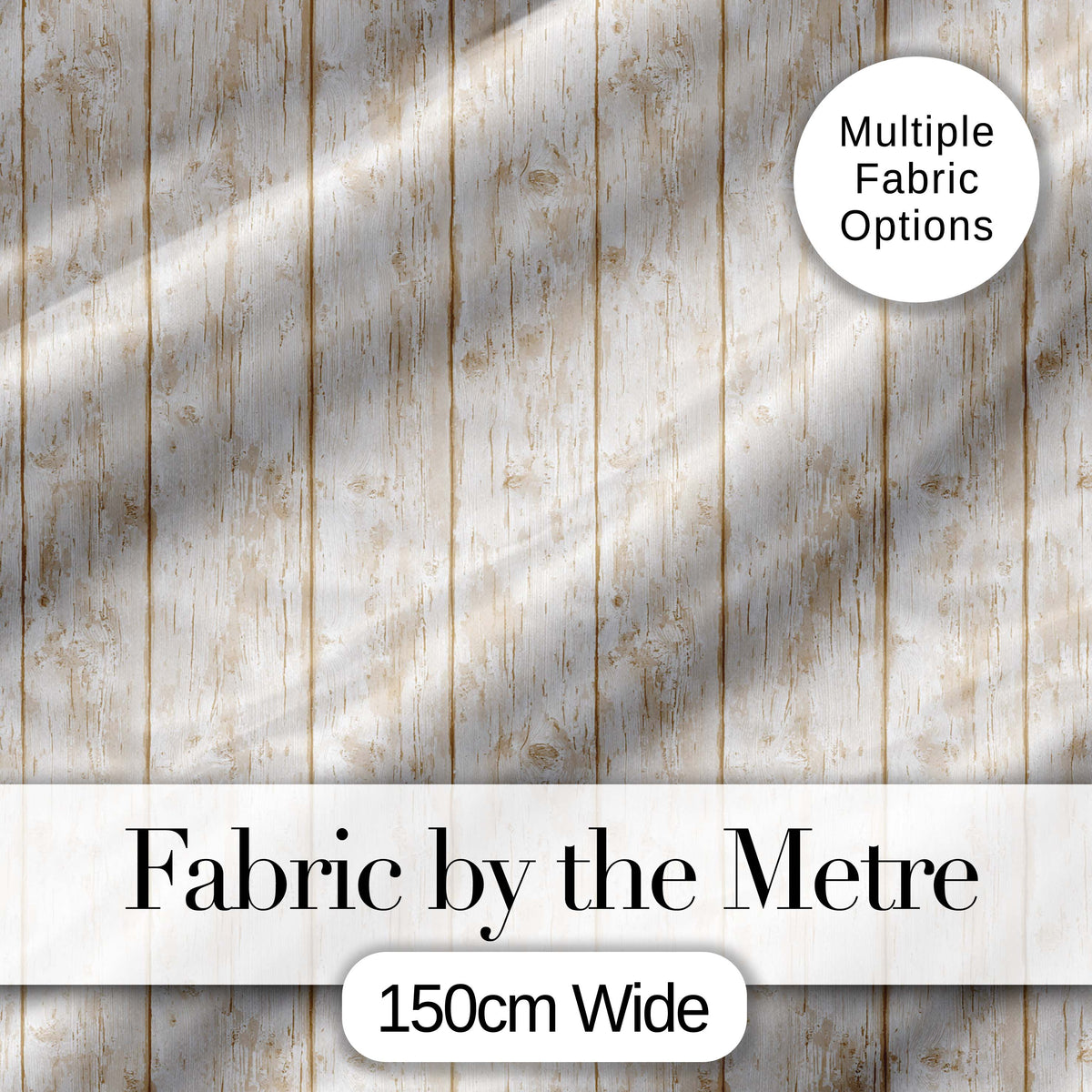 Rustic Whitewashed Wooden Plank Texture Seamless Pattern Digital Print Fabric by the Metre UK Sewing Quilting Textile