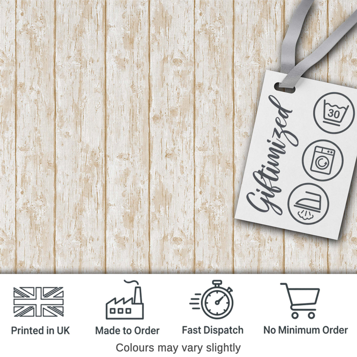 Rustic Whitewashed Wooden Plank Texture Seamless Pattern Digital Print Fabric by the Metre UK Sewing Quilting Textile