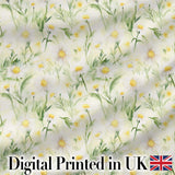Watercolor Daisy Wildflower Meadow Botanical Seamless Pattern Digital Print Fabric by the Metre UK Sewing Quilting Textile