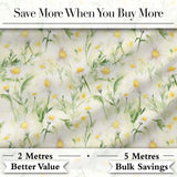 Watercolor Daisy Wildflower Meadow Botanical Seamless Pattern Digital Print Fabric by the Metre UK Sewing Quilting Textile