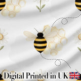 Soft Honey Bee and Daisy Garden Seamless Pattern Digital Print Fabric by the Metre UK Sewing Quilting Textile