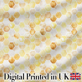 Watercolor Honeycomb Hexagon Sweet Honey Seamless Pattern Digital Print Fabric by the Metre UK Sewing Quilting Textile