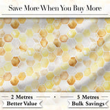 Watercolor Honeycomb Hexagon Sweet Honey Seamless Pattern Digital Print Fabric by the Metre UK Sewing Quilting Textile