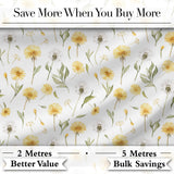 Yellow Dandelion Wildflower Botanical Seamless Pattern Digital Print Fabric by the Metre UK Sewing Quilting Textile