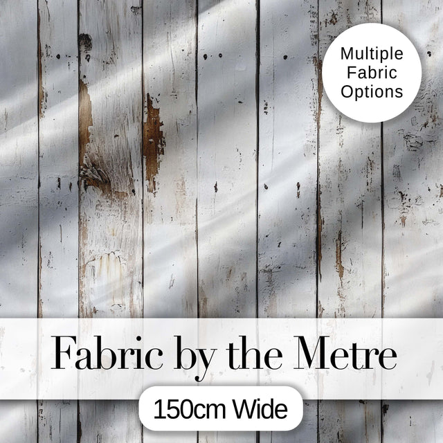 Weathered White Wooden Plank Rustic Farmhouse Seamless Pattern Digital Print Fabric by the Metre UK Sewing Quilting Textile