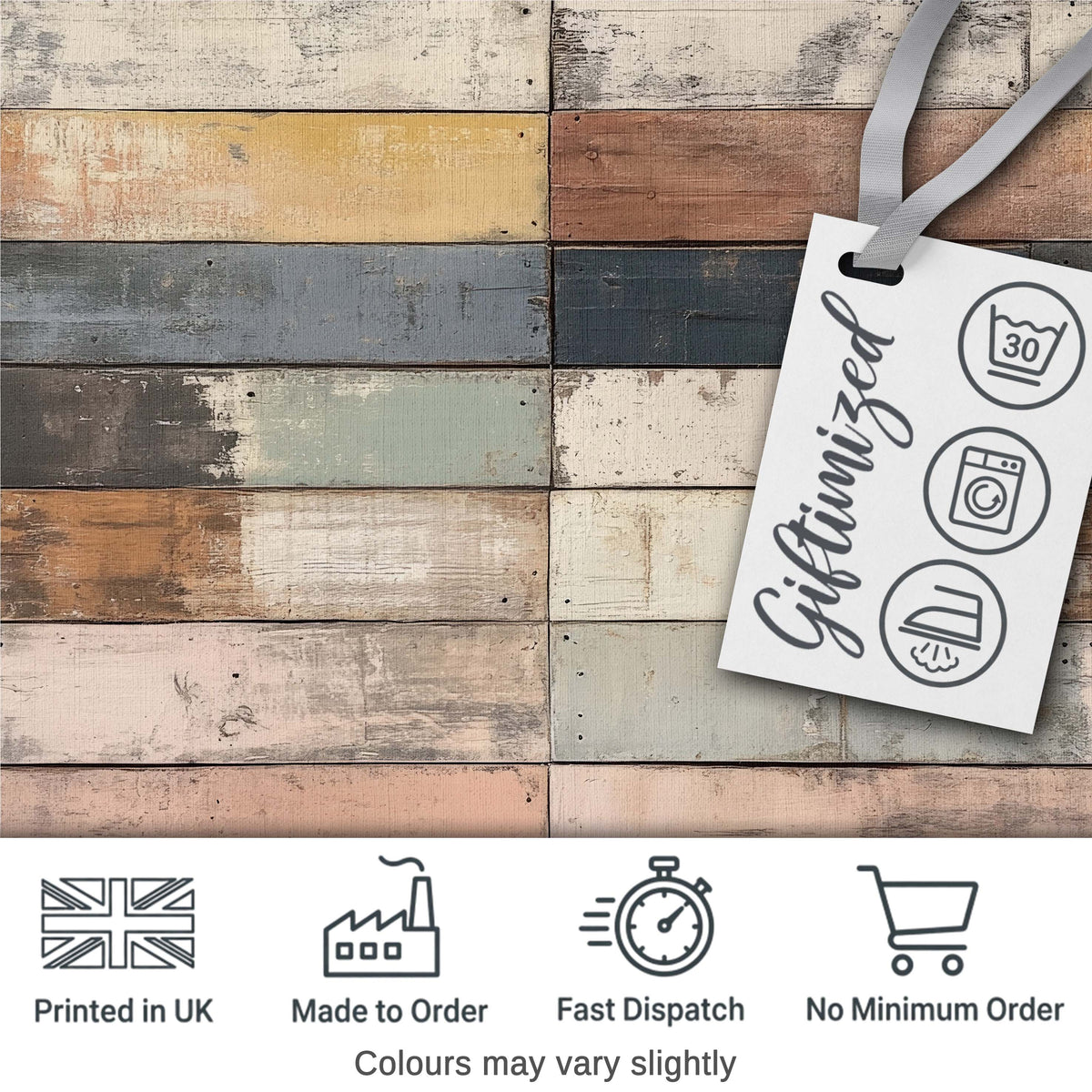 Pastel Painted Wooden Plank Shabby Chic Seamless Pattern Digital Print Fabric by the Metre UK Sewing Quilting Textile