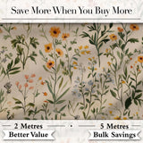 Warm Meadow Floral Botanical Garden Seamless Pattern Digital Print Fabric by the Metre UK Sewing Quilting Textile