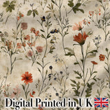Colorful Wildflower Meadow Botanical Seamless Pattern Digital Print Fabric by the Metre UK Sewing Quilting Textile