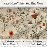 Colorful Wildflower Meadow Botanical Seamless Pattern Digital Print Fabric by the Metre UK Sewing Quilting Textile