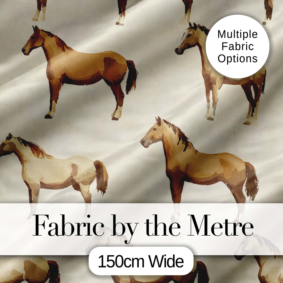 Rustic Brown Horse Farm Animal Seamless Pattern Digital Print Fabric by the Metre UK Sewing Quilting Textile