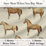 Rustic Brown Horse Farm Animal Seamless Pattern Digital Print Fabric by the Metre UK Sewing Quilting Textile