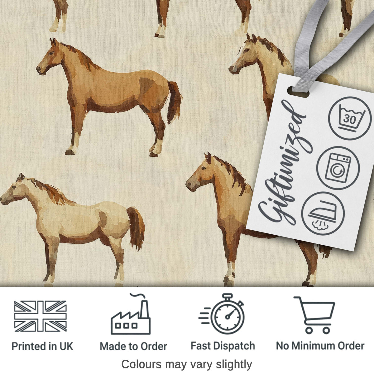 Rustic Brown Horse Farm Animal Seamless Pattern Digital Print Fabric by the Metre UK Sewing Quilting Textile