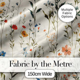 Soft Vintage Botanical Wildflowers on Cream Seamless Pattern Digital Print Fabric by the Metre UK Sewing Quilting Textile