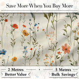 Soft Vintage Botanical Wildflowers on Cream Seamless Pattern Digital Print Fabric by the Metre UK Sewing Quilting Textile