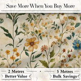 Soft Vintage Wildflower Botanical on Warm Neutral Background Seamless Pattern Digital Print Fabric by the Metre UK Sewing Quilting Textile