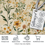Soft Vintage Wildflower Botanical on Warm Neutral Background Seamless Pattern Digital Print Fabric by the Metre UK Sewing Quilting Textile