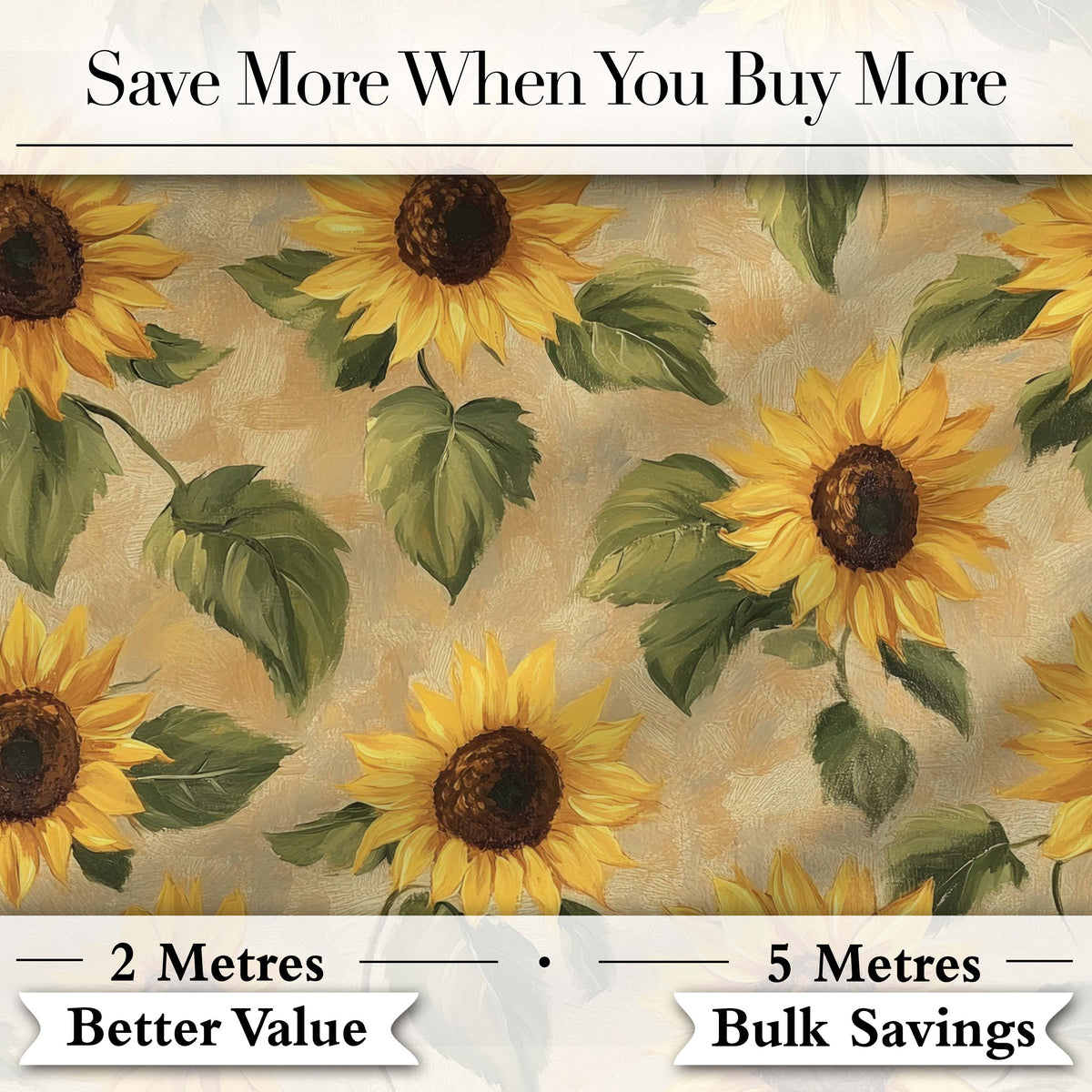 Golden Sunflower Floral Rustic Garden Seamless Pattern Digital Print Fabric by the Metre UK Sewing Quilting Textile