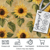Golden Sunflower Floral Rustic Garden Seamless Pattern Digital Print Fabric by the Metre UK Sewing Quilting Textile