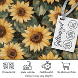 Rich Painterly Sunflower Floral Dark Background Seamless Pattern Digital Print Fabric by the Metre UK Sewing Quilting Textile