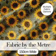Golden Sunflower Floral on Textured Blue Background Seamless Pattern Digital Print Fabric by the Metre UK Sewing Quilting Textile