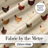 Vintage Farm Chicken Hen Illustration Soft Neutral Background Seamless Pattern Digital Print Fabric by the Metre UK Sewing Quilting Textile