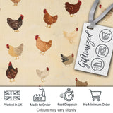 Vintage Farm Chicken Hen Illustration Soft Neutral Background Seamless Pattern Digital Print Fabric by the Metre UK Sewing Quilting Textile