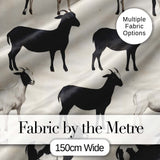Minimal Goat Farm Animal Illustration Soft Neutral Seamless Pattern Digital Print Fabric by the Metre UK Sewing Quilting Textile