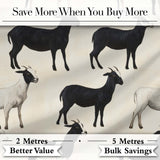 Minimal Goat Farm Animal Illustration Soft Neutral Seamless Pattern Digital Print Fabric by the Metre UK Sewing Quilting Textile