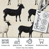 Minimal Goat Farm Animal Illustration Soft Neutral Seamless Pattern Digital Print Fabric by the Metre UK Sewing Quilting Textile