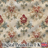 Vintage Damask Floral Motif Soft Neutral Background Seamless Pattern Digital Print Fabric by the Metre UK Sewing Quilting Textile